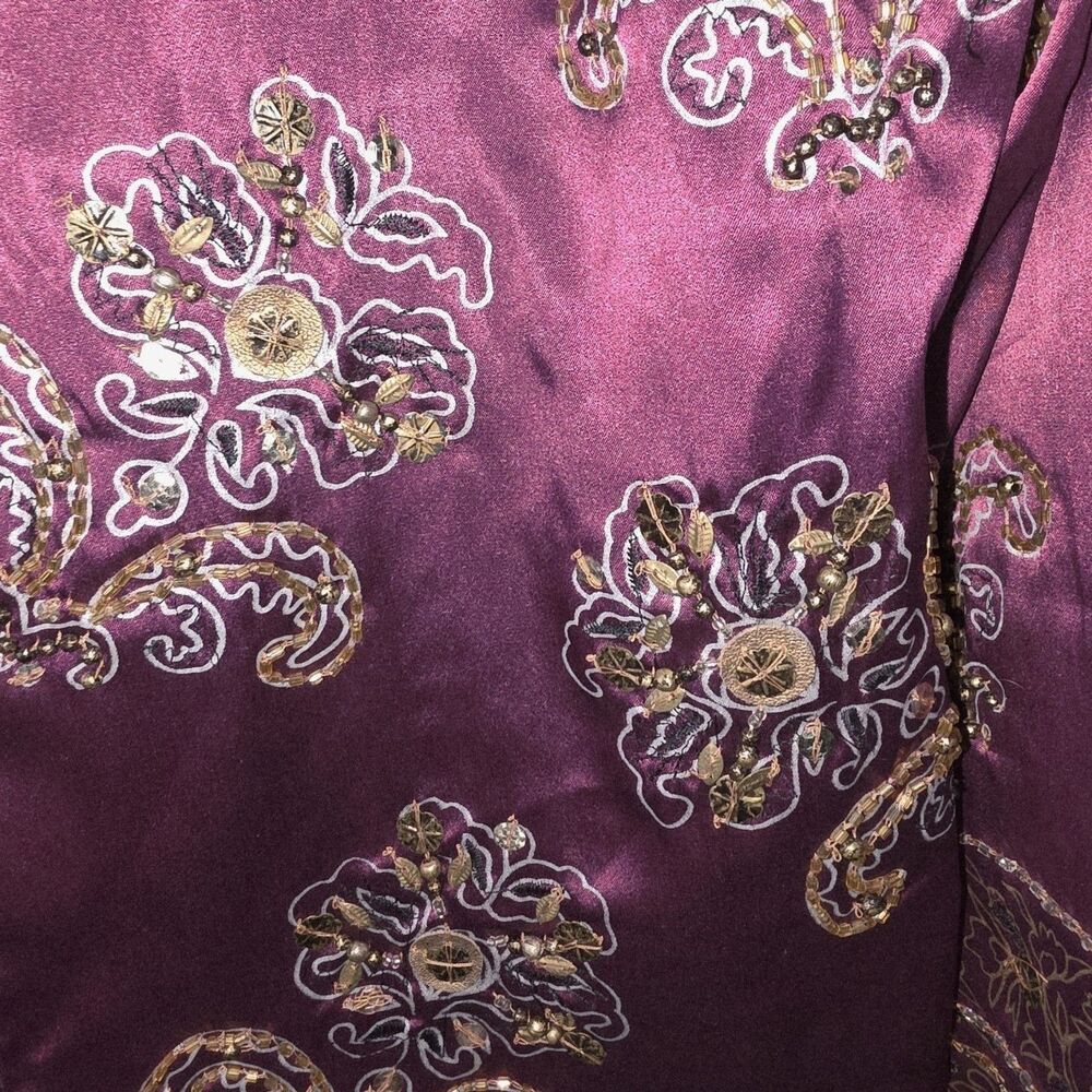 Chico's Royal Glam New! Sz S (8/10) Beaded Sequin Ratune Fuschia Blazer Jacket - Picture 7 of 13